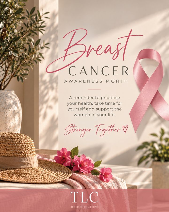 Photo from The Living Collective's Instagram, 10 October 2026: This Breast Cancer Awareness Month, we’re reminded of the importance of prioritising our health, looking out for one another and supporting the women...
